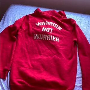 fluffy red sweatshirt